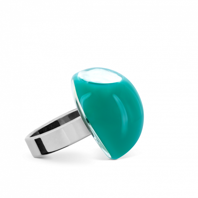 Bague en verre soufflé - Dome Mini Milk