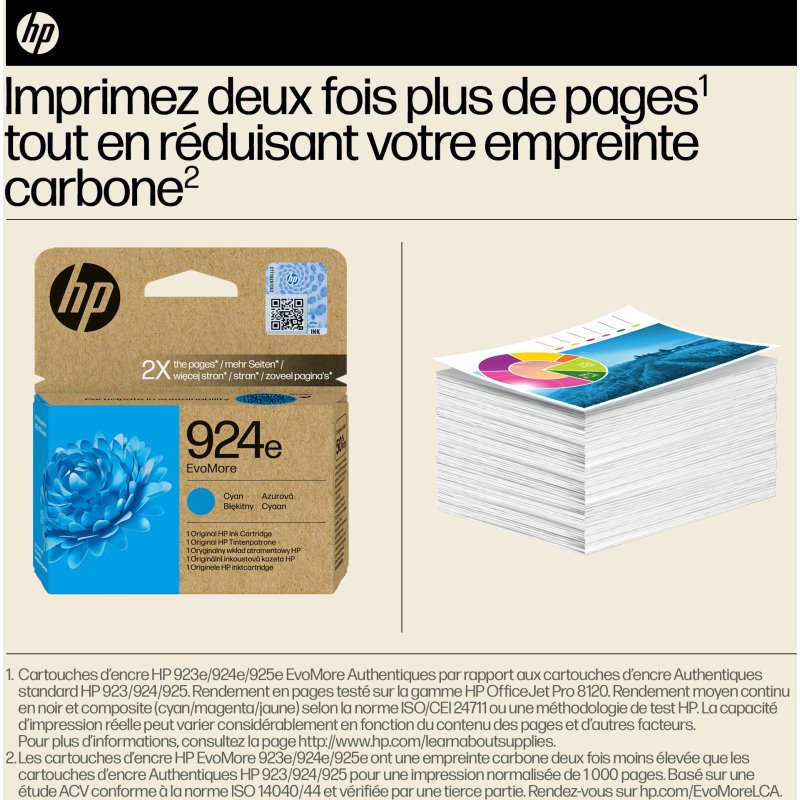 HP 924e Cartouche d’encre authentique Cyan EvoMore