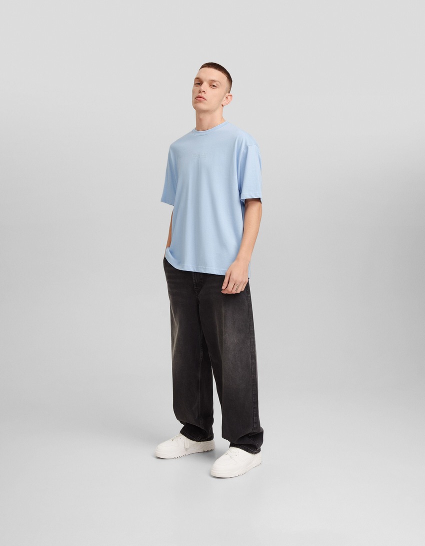 Camiseta oversized de manga curta estampada