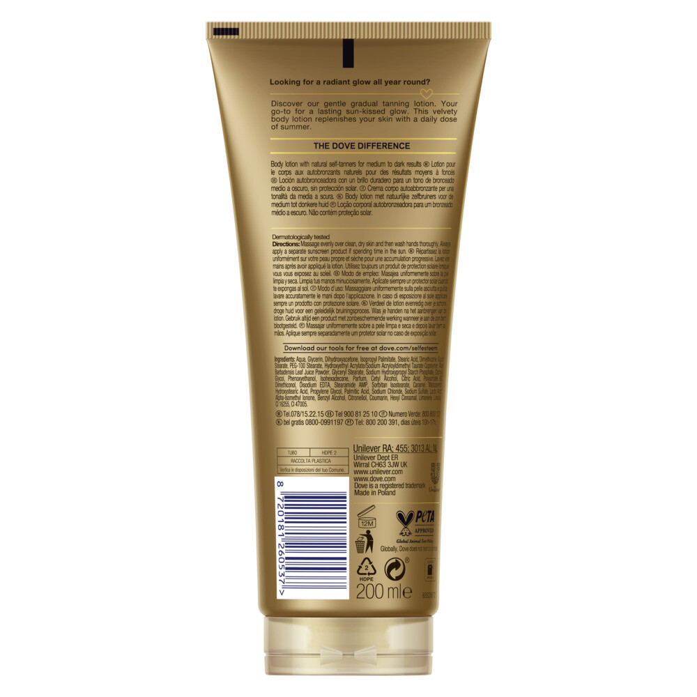 6x Dove Zelfbruinende Bodylotion Summer Revived Medium-Dark200 ml