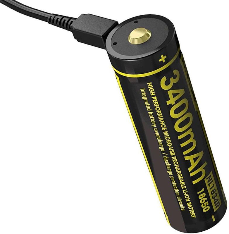 Nitecore - 18650 NL1834R - Li-ion Batterij - Zwart - 3400mAh - USB-C Aansluiting