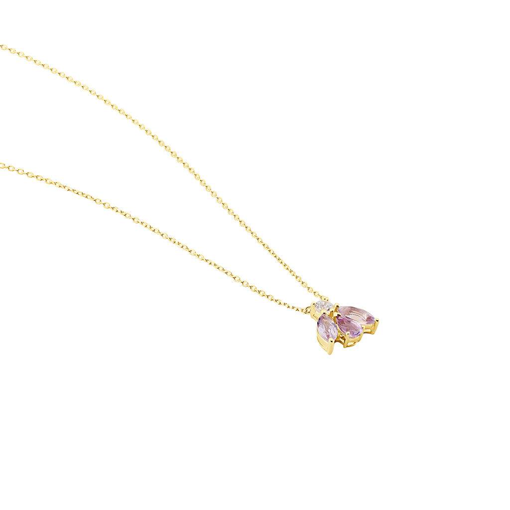 Collier Spring Or Jaune Améthyste Oxyde De Zirconium