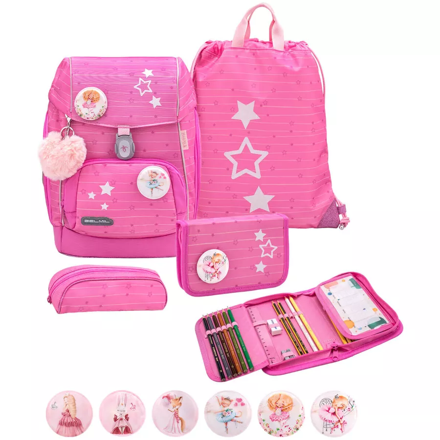 Belmil Schulranzen Premium Comfy Plus Set 5-teilig Candy