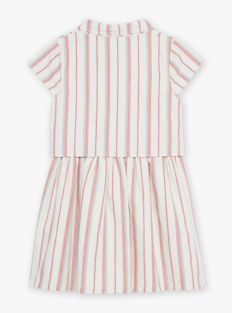 Robe chemise écrue en lin avec rayures