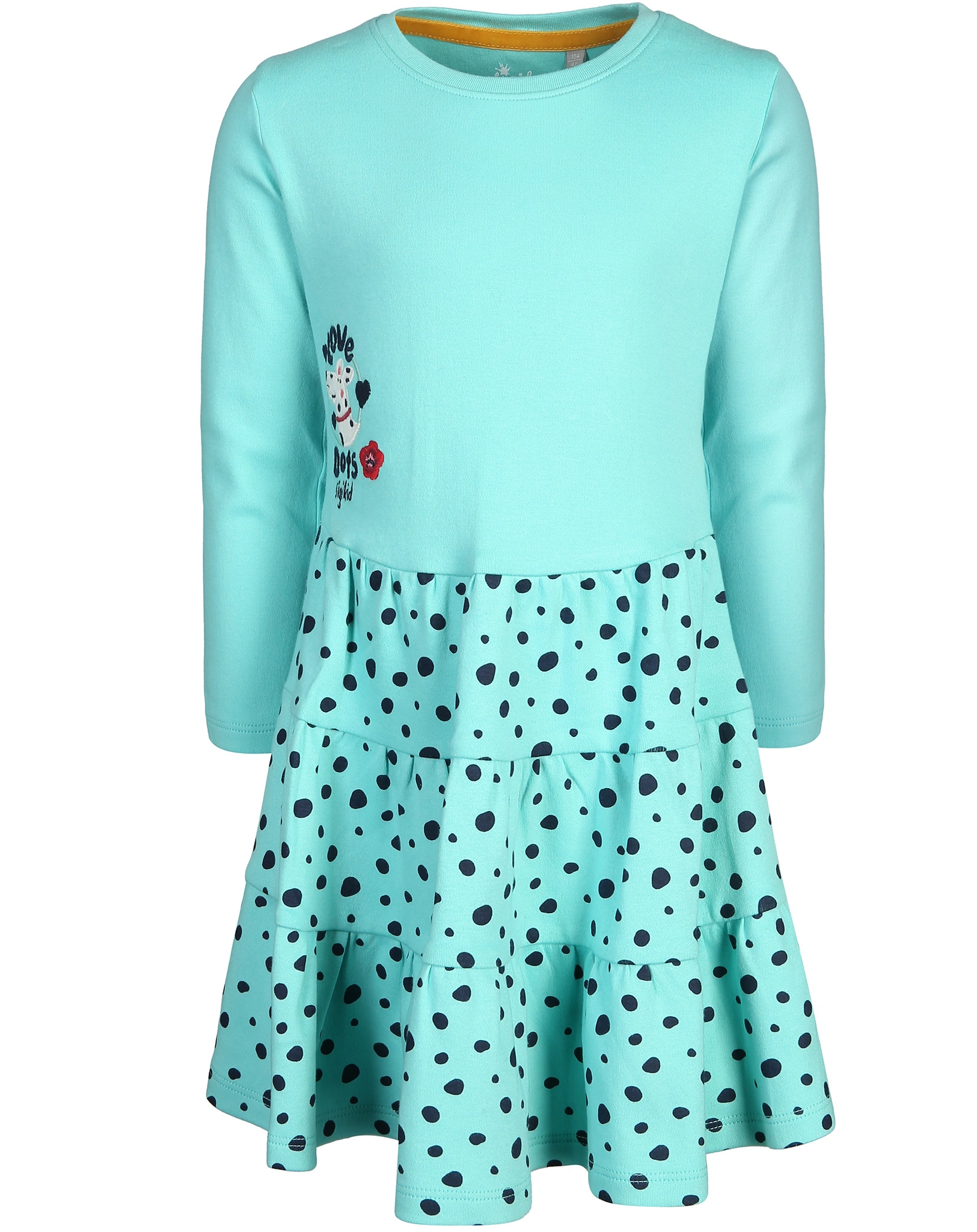 Langarmkleid LOVE DOGS gepunktet in mint