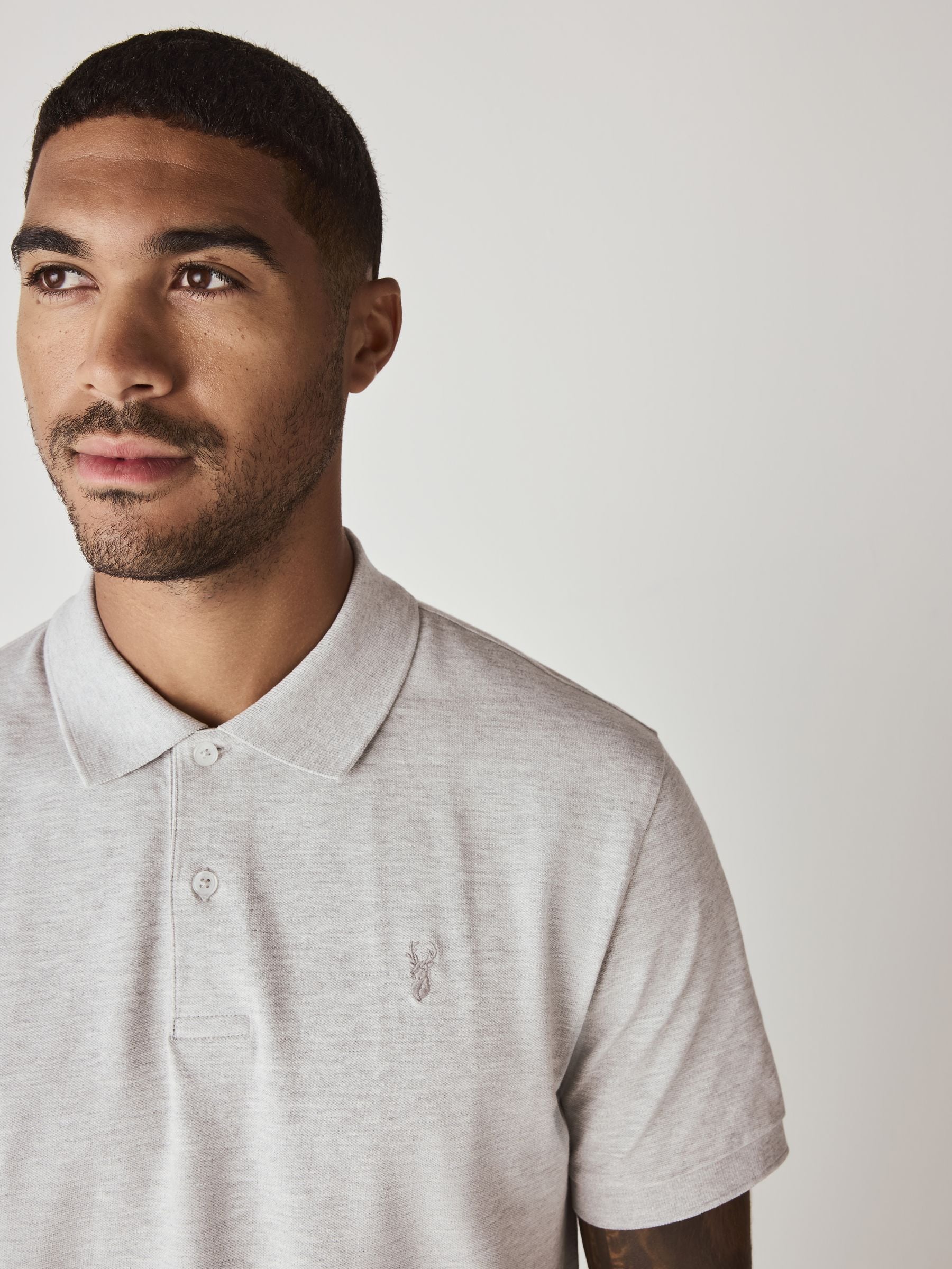 Lichtgrijs gemêleerd - Normale Pasvorm - Long-Sleeve Pique Polo Shirt