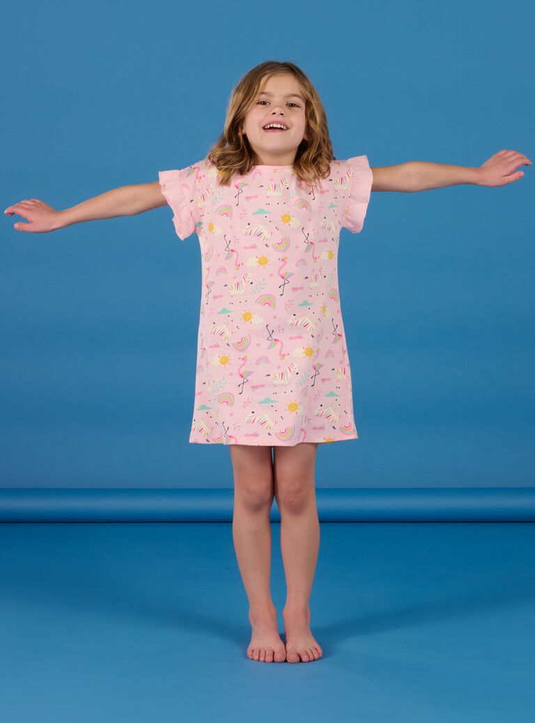 Chemise de nuit rose clair à imprimé fantaisie