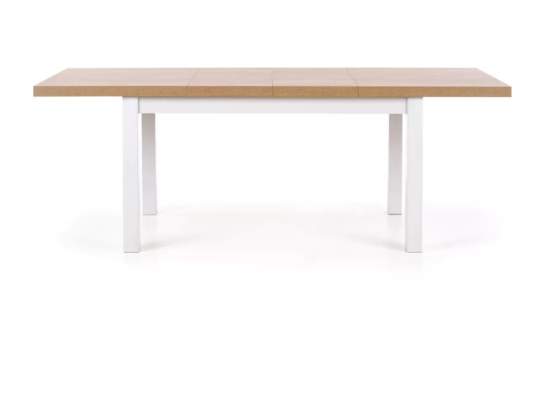 Table design scandinave bois et MDF blanc 140-220/80/76 cm Meryl
