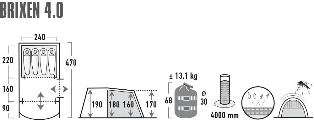 High Peak Tunnelzelt »Brixen 4.0« 4 Personen