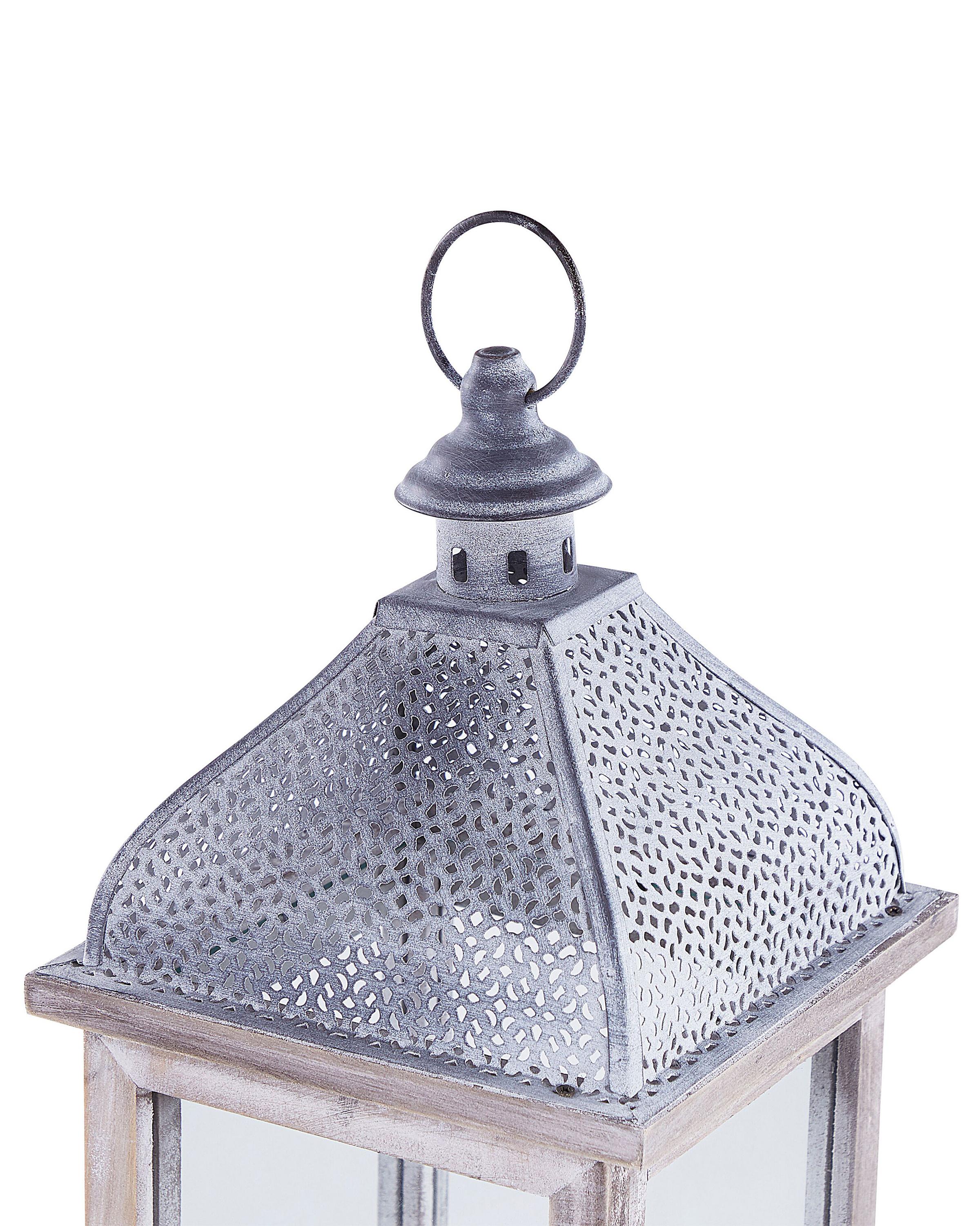 Lantaarn SAMAR Dennenhout 47 cm Wit