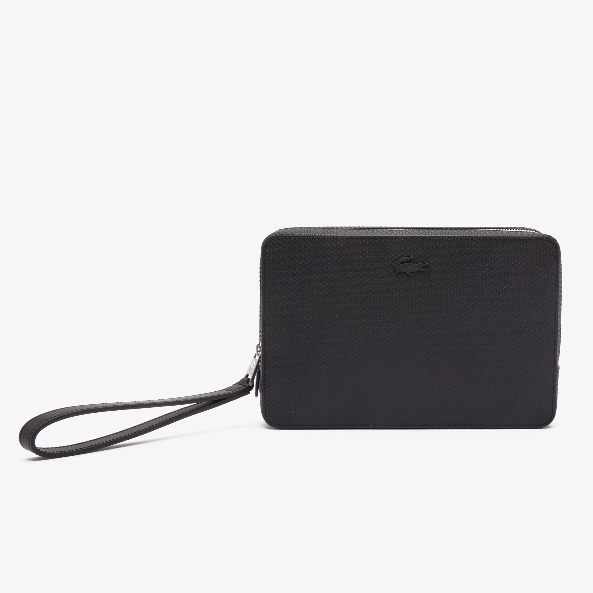 Trousse zippée Chantaco en cuir piqué uni Portefeuilles & Petite Maroquinerie - Noir - Lacoste - Homme
