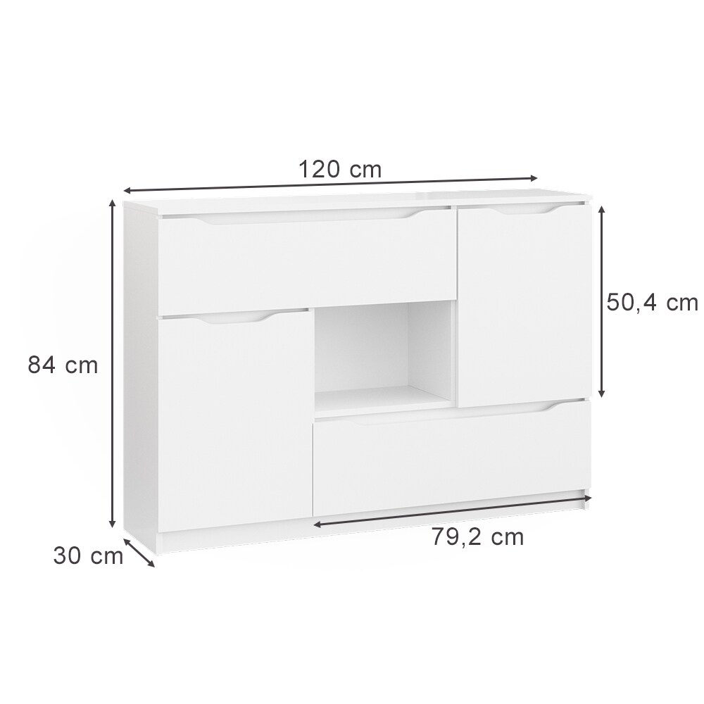 Vicco Kommode RUBEN Weiß 4 Schubladen 120 cm Sideboard Mehrzweckschrank Schrank