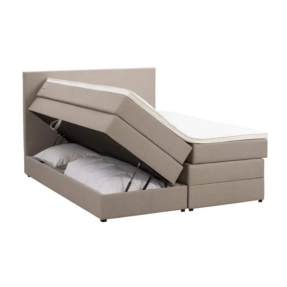 Boxspring met opbergruimte Liv egaal - beige - 160x200 cm