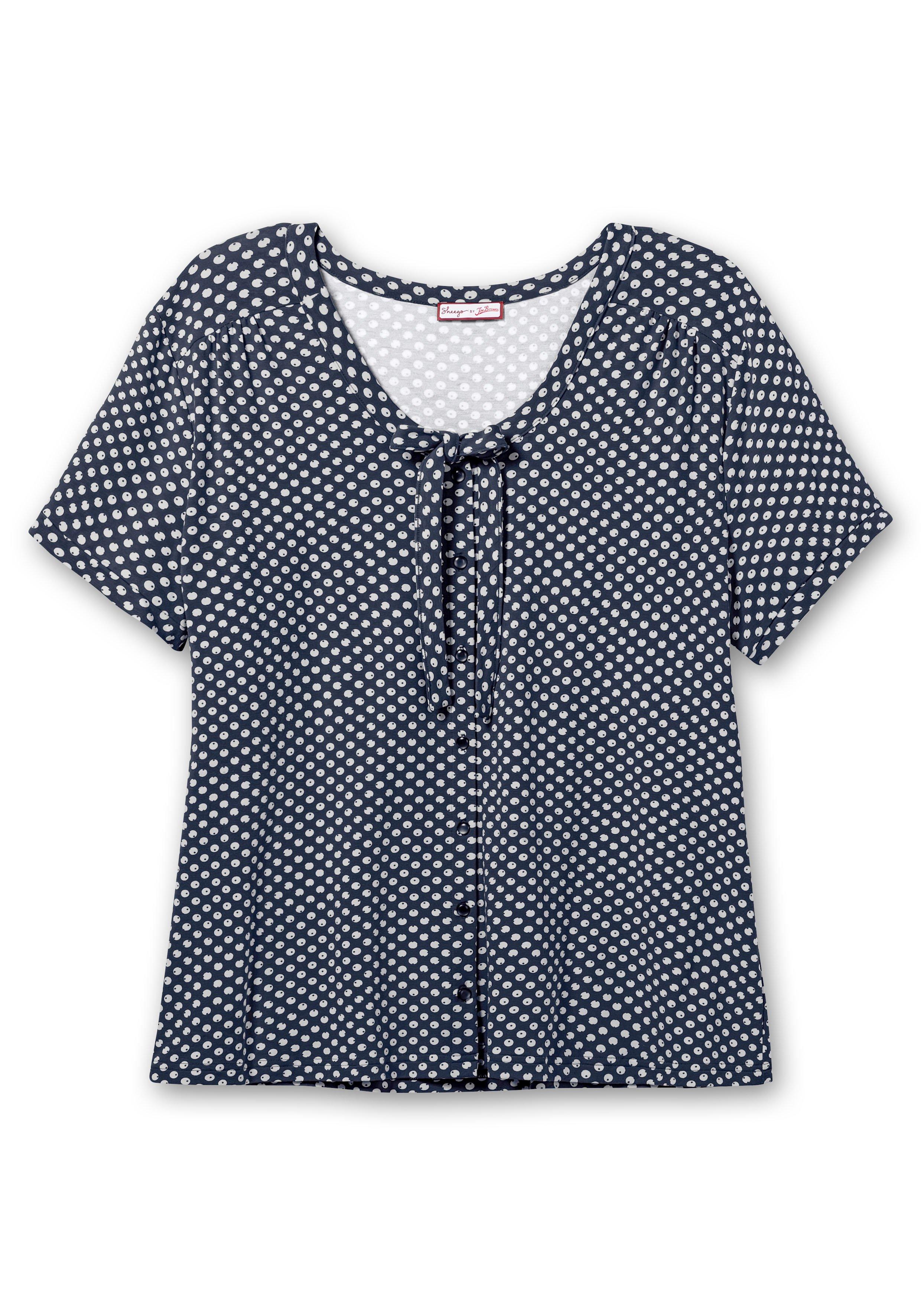 Shirt mit Pünktchen und Bindeband am Ausschnitt