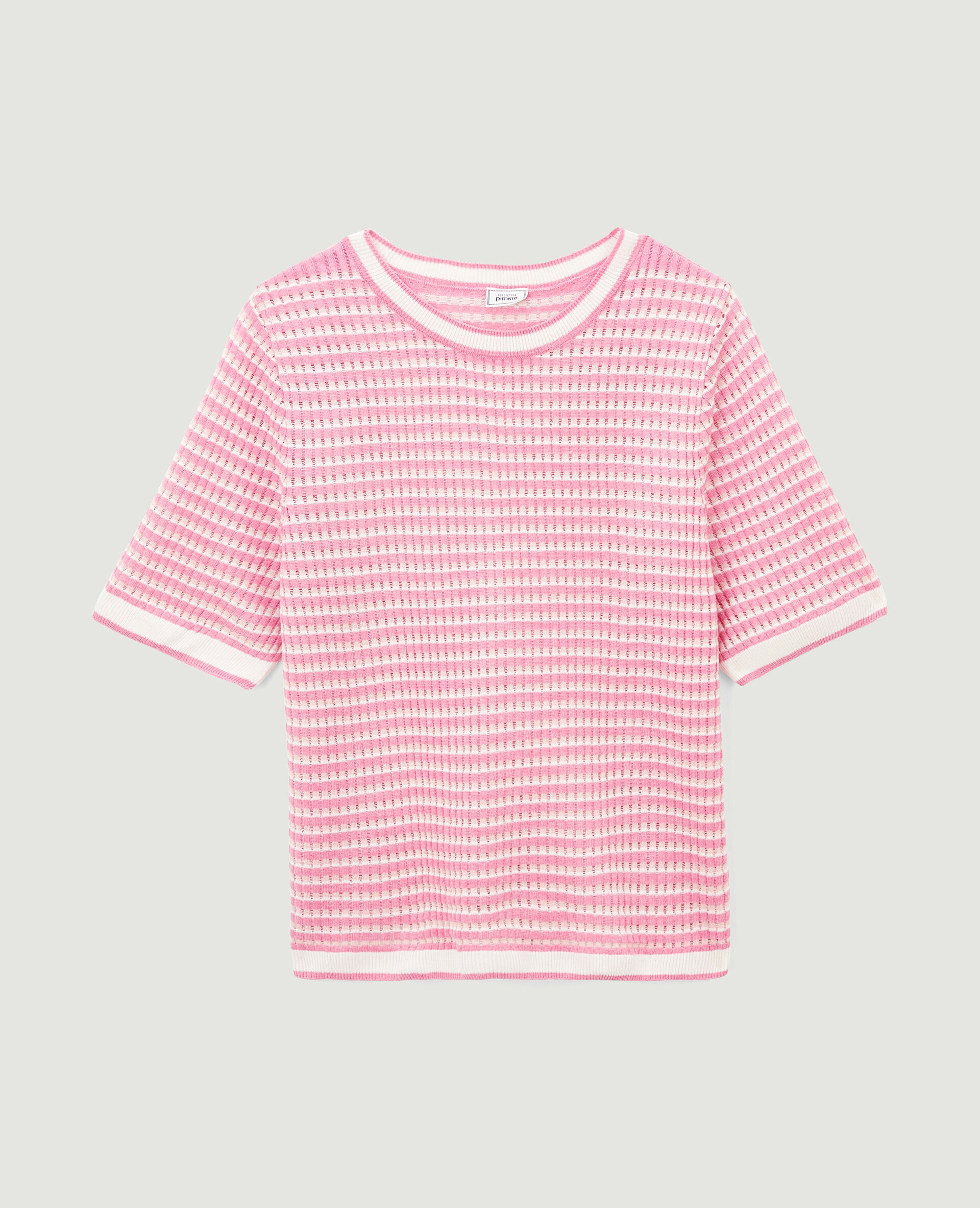 Pull ajouré manches courtes - Rose