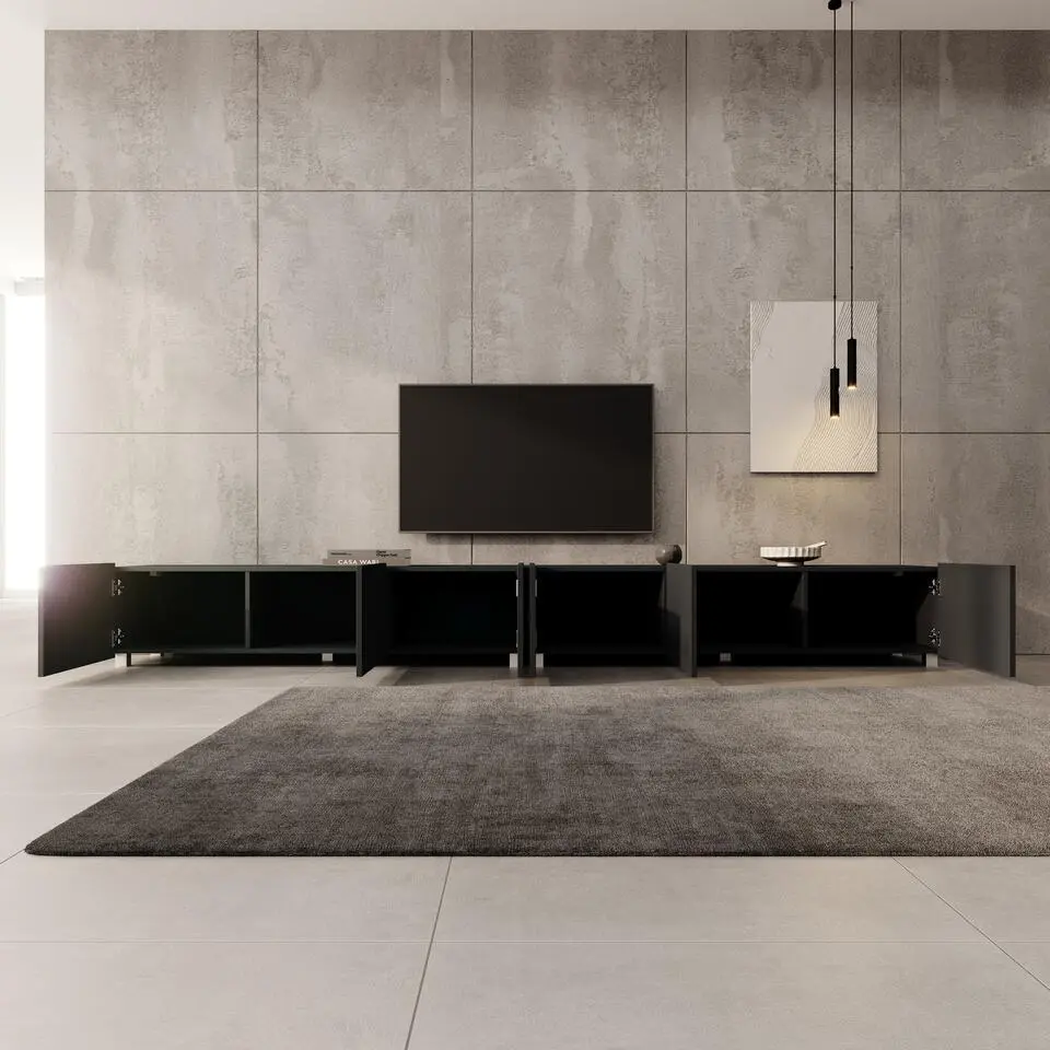 Meubella - TV-Meubel Kenderes - Zwart - 300 cm