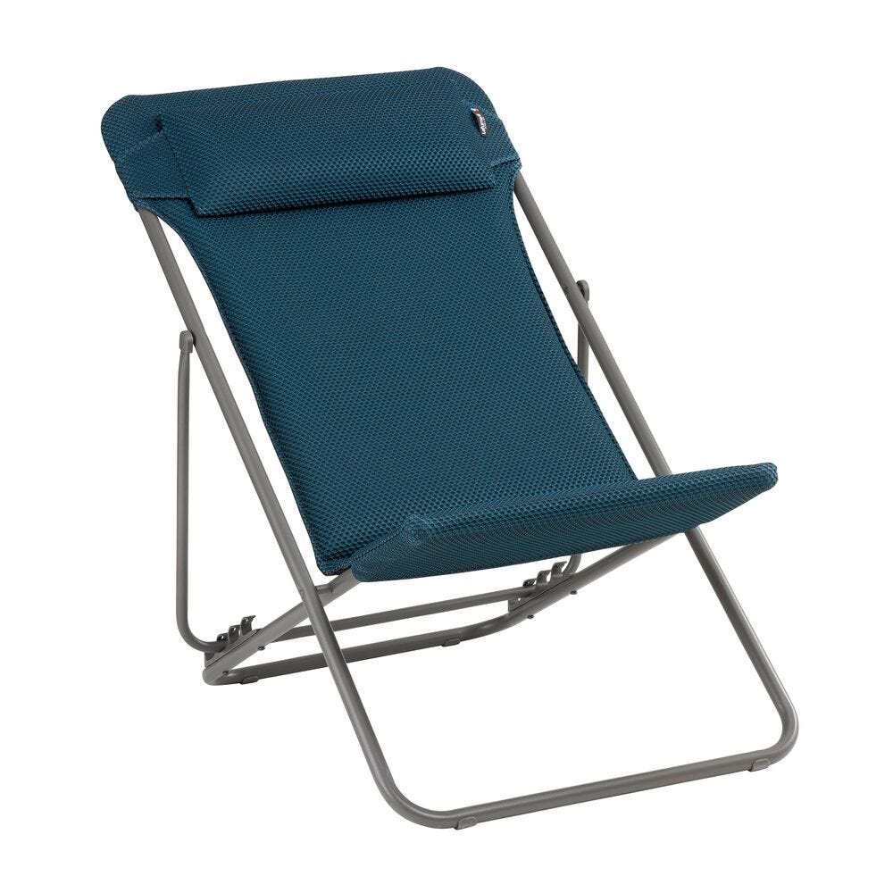 Gepolsterter Klapp-Liegestuhl mit Kopfkissen Maxi Transat + BeComfort® Blau Bleu Encre