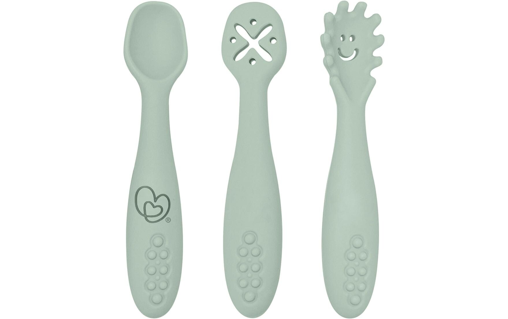 Babybesteck 3-teilig Silikon Mint3-teiliges Silikon Babybesteck