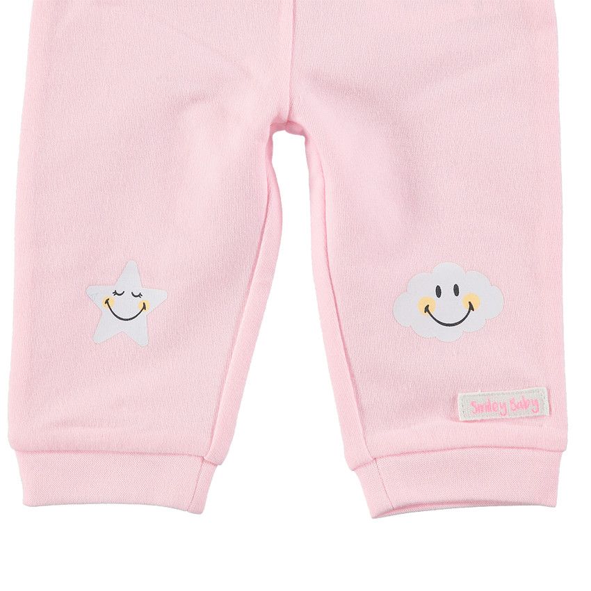 Ensemble avec tunique print Smiley et legging rose - Ecru