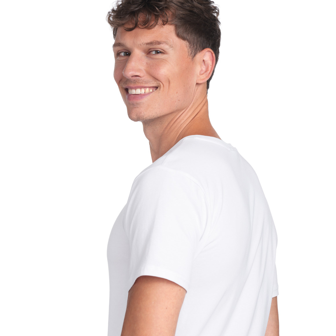 VanVaan Herren T-Shirt mit Serafino-Ausschnitt weiss