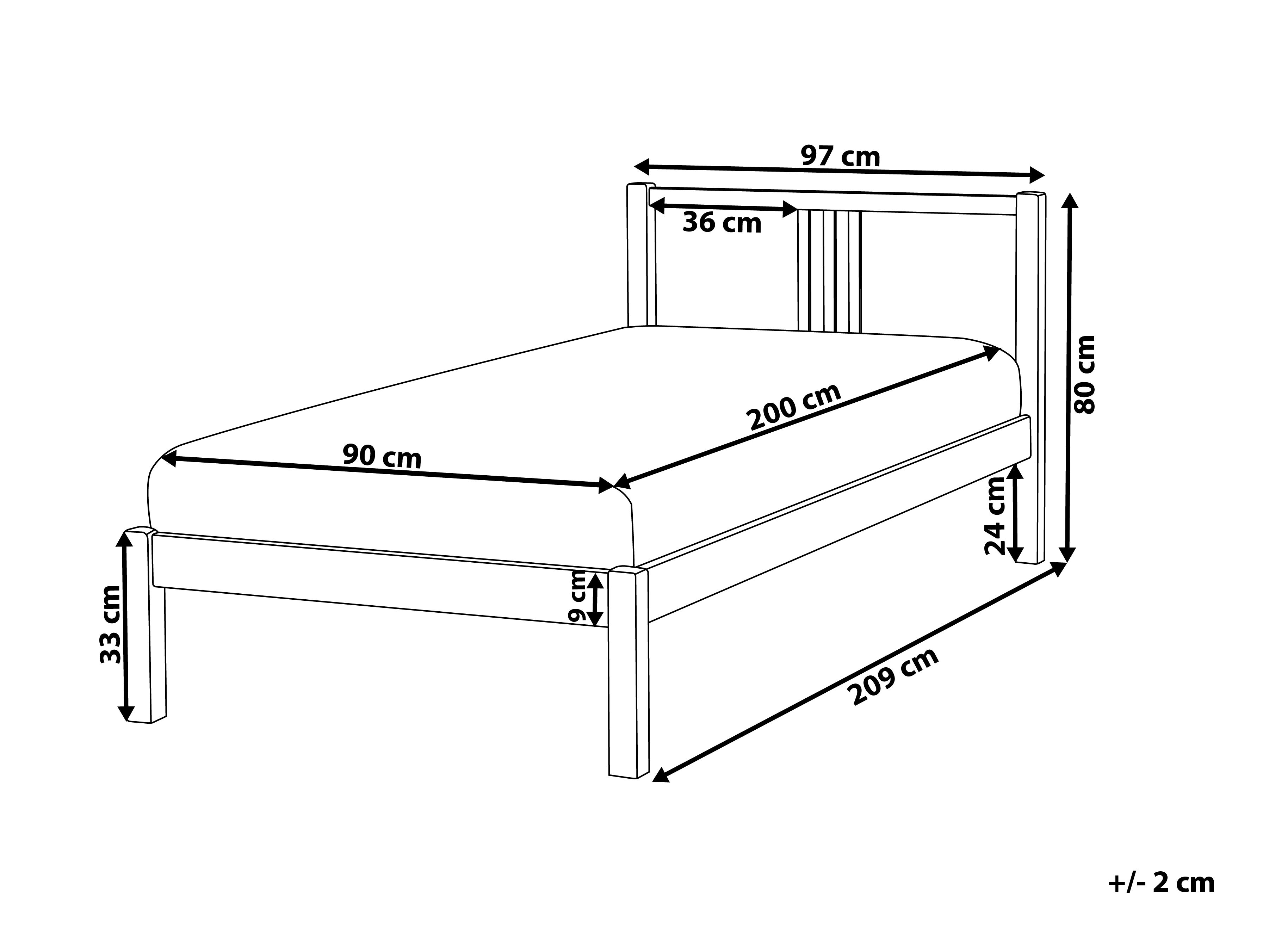 Bed Dennenhout VANNES 90 x 200 cm Lichtbruin