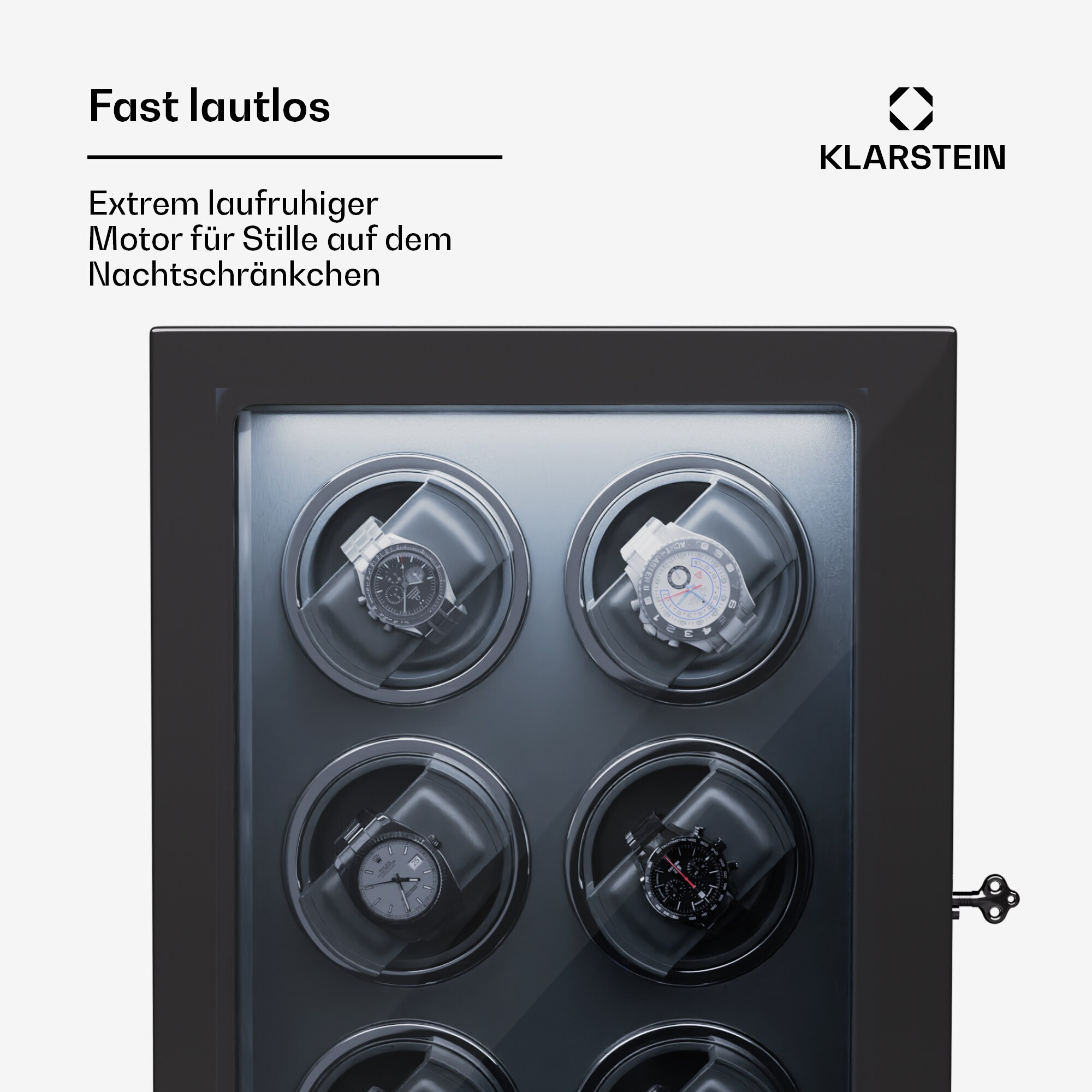 Verdon 6 Uhrenbeweger 6 Uhren 3 Modi 5 Geschwindigkeiten LED Fernbedienung Schwarz