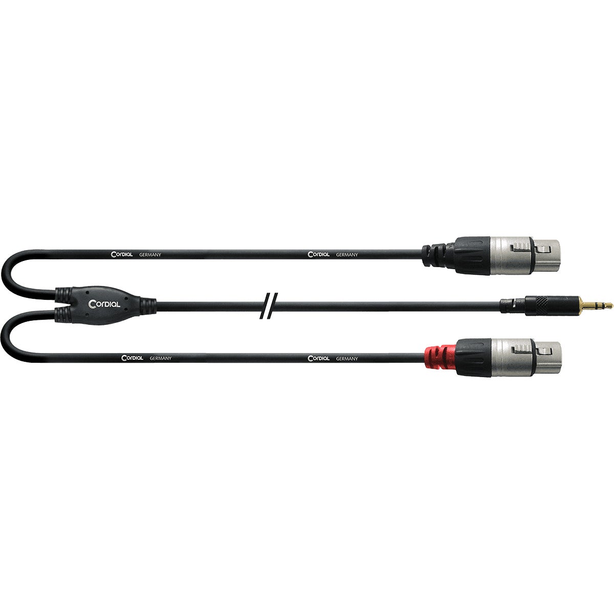 Cordial CFY1.8WFF Intro verloopkabel 3.5mm TRS jack - 2x XLR fem 1.8m zwart