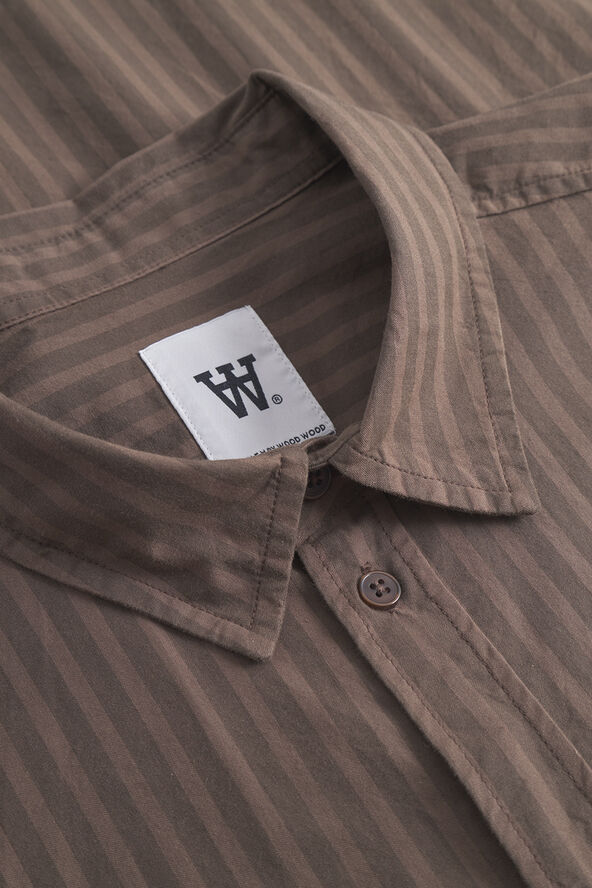 Wood Wood WWDay Striped Shirt Brown stripes