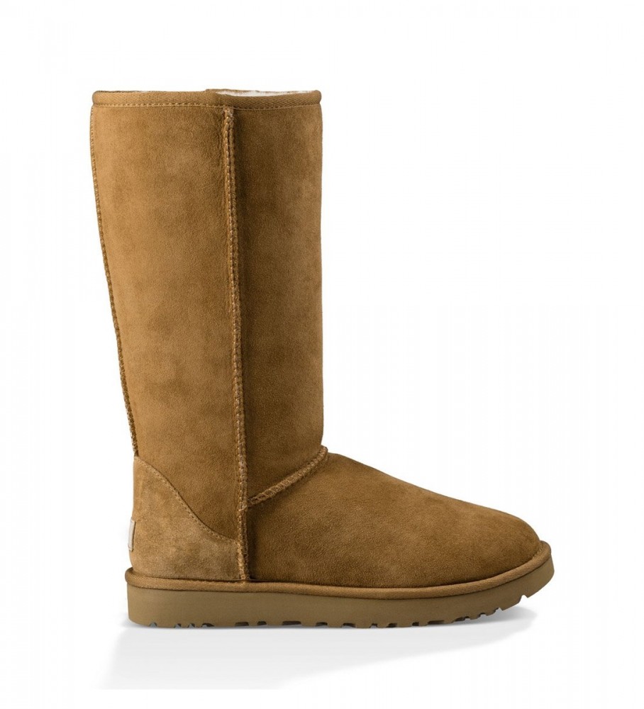 Botas UGG Classic Tall II de couro marrom para mulheres