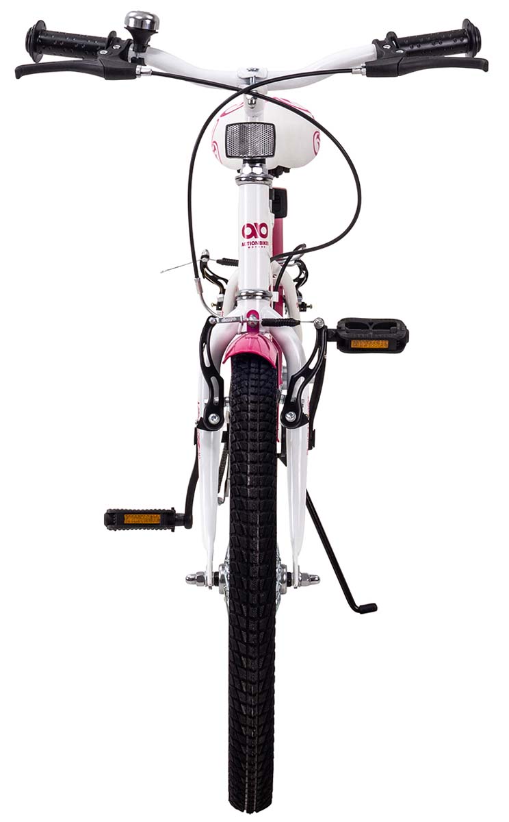 Actionbikes Kinderfahrrad Butterfly 20 Zoll, Pink, Fahrradständer, Kettenschutz, Antirutschgriffe (Weiß/Pink)