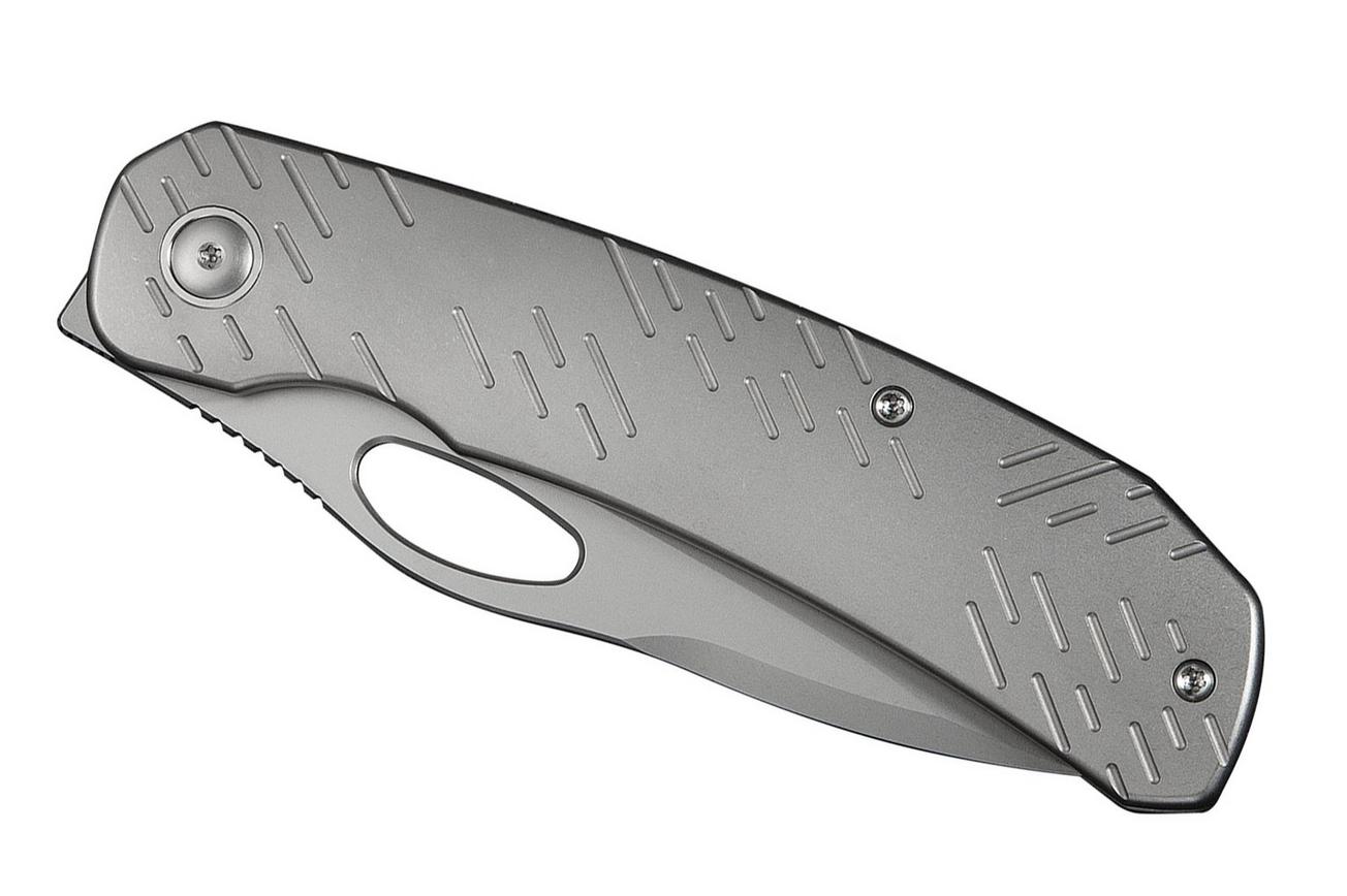 WE Knife Inmate WE23096B-1, Stonewashed CPM 20CV, Gray Titanium, Raindrop Pattern zakmes, Jerad Neeve design