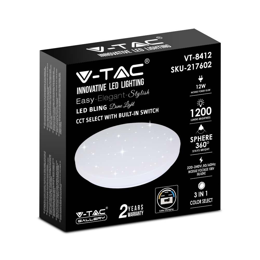 V-TAC VT-8412-SN - Design plafondlampen - Kleurwisselschakelaar - IP20 - Wit - 12W - 1200 lumen -