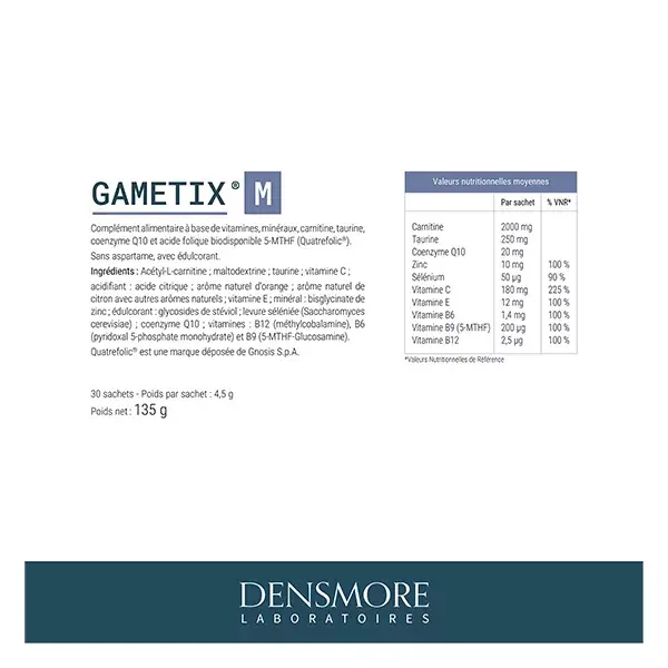 Densmore Gametix M Fertilité, Conception, Reproduction Homme - Cure de 1 mois