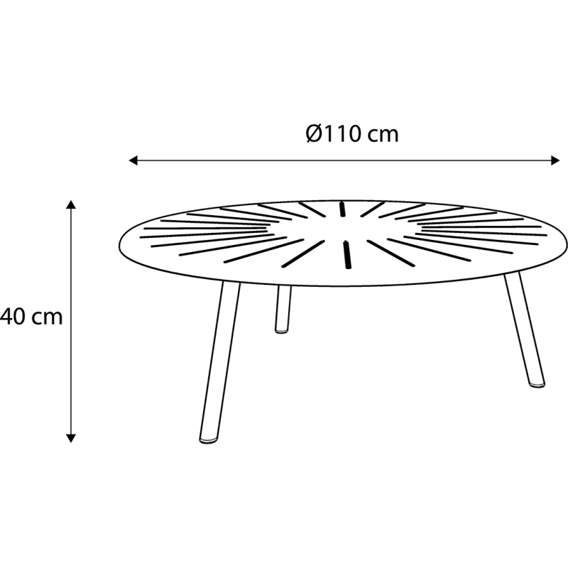 Table basse d’extérieur ronde OUDON, en aluminium