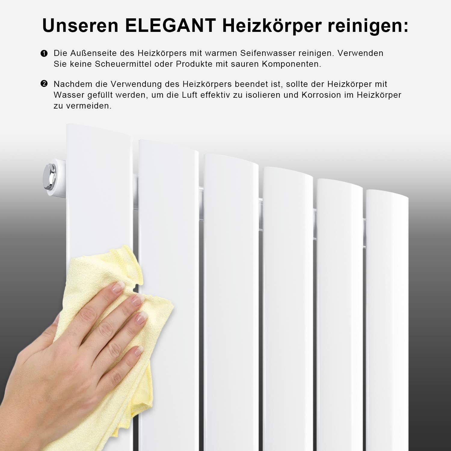 ELEGANT Design Flach Heizkörper 1800x539mm Weiß Paneelheizkörper Vertikal Mittelanschluss Doppellagig