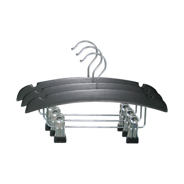 TWF Kledinghanger Met Clips - 3 Stuks - Hout Wit