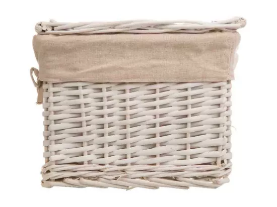Ensemble de 3 coffres en osier blanc doublés