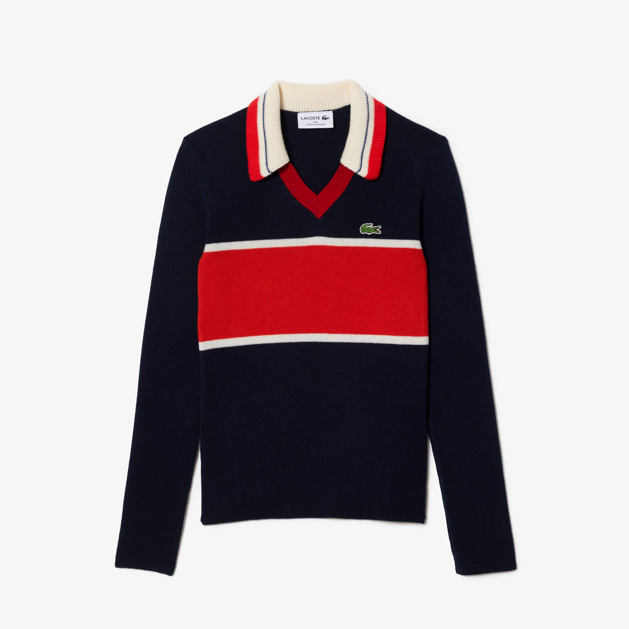 Pullover mit Kontrast-Polokragen, in Frankreich gefertigt Pullover - Blau - Lacoste - Damen