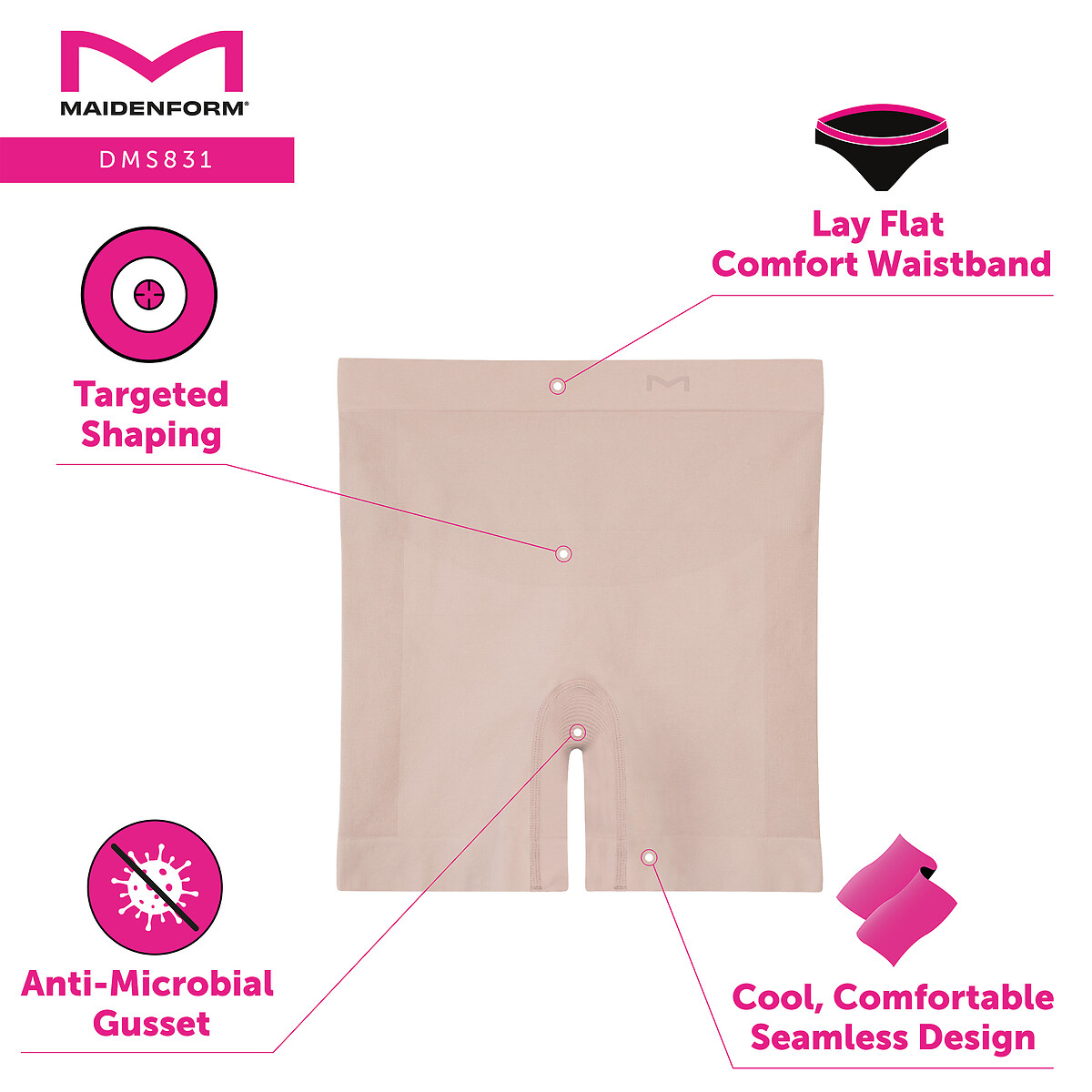 MAIDENFORM<br>Shorts modeladores sem costura