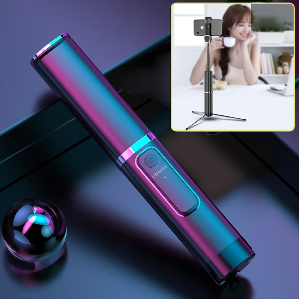 (90cm) Selfie Stick Tripod Dreibein Stativ Halterung mit Bluetooth Fernauslöser für Smartphone - Schwarz