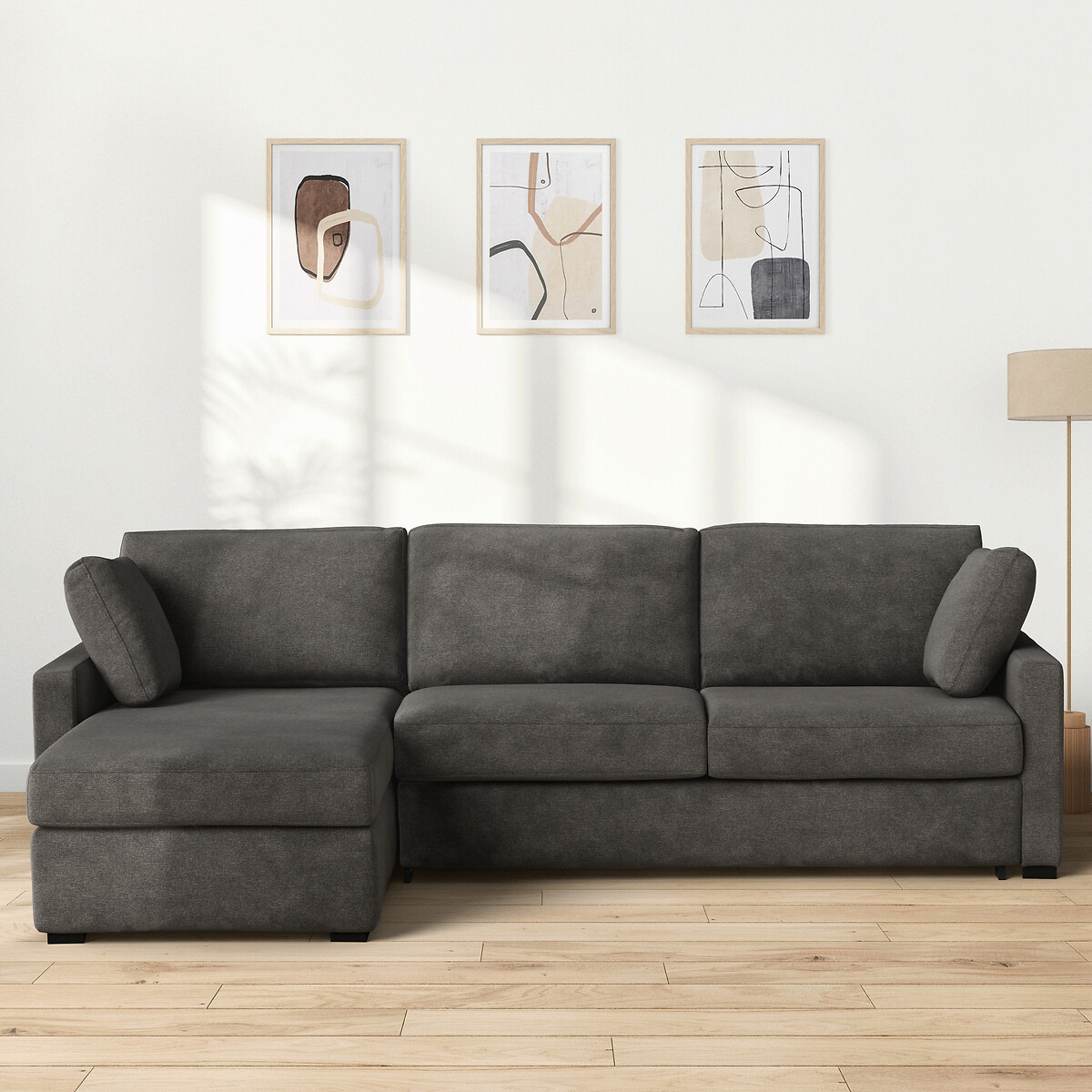 LA REDOUTE INTERIEURS<br>Sofá-cama de canto, tecido texturizado, espuma, Timor