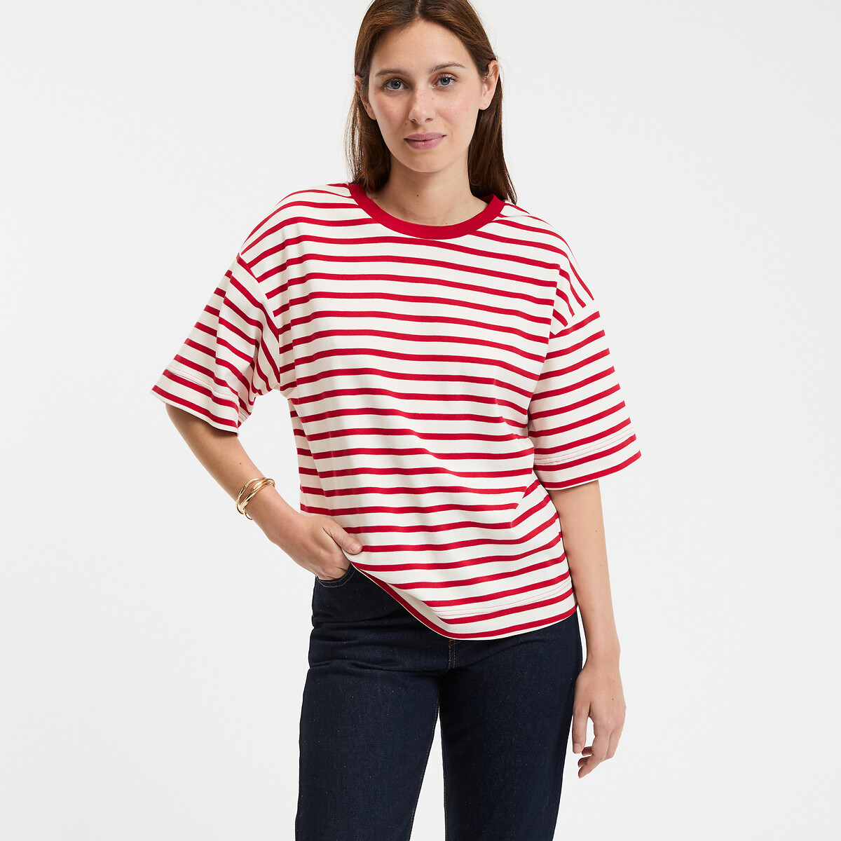 COLEÇÃO LA REDOUTE<br>Camiseta listrada folgada, estampa exclusiva Paul