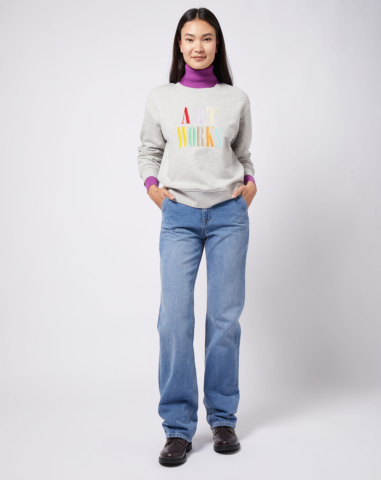 Esprit Jean coupe droite taille haute bleu moyen