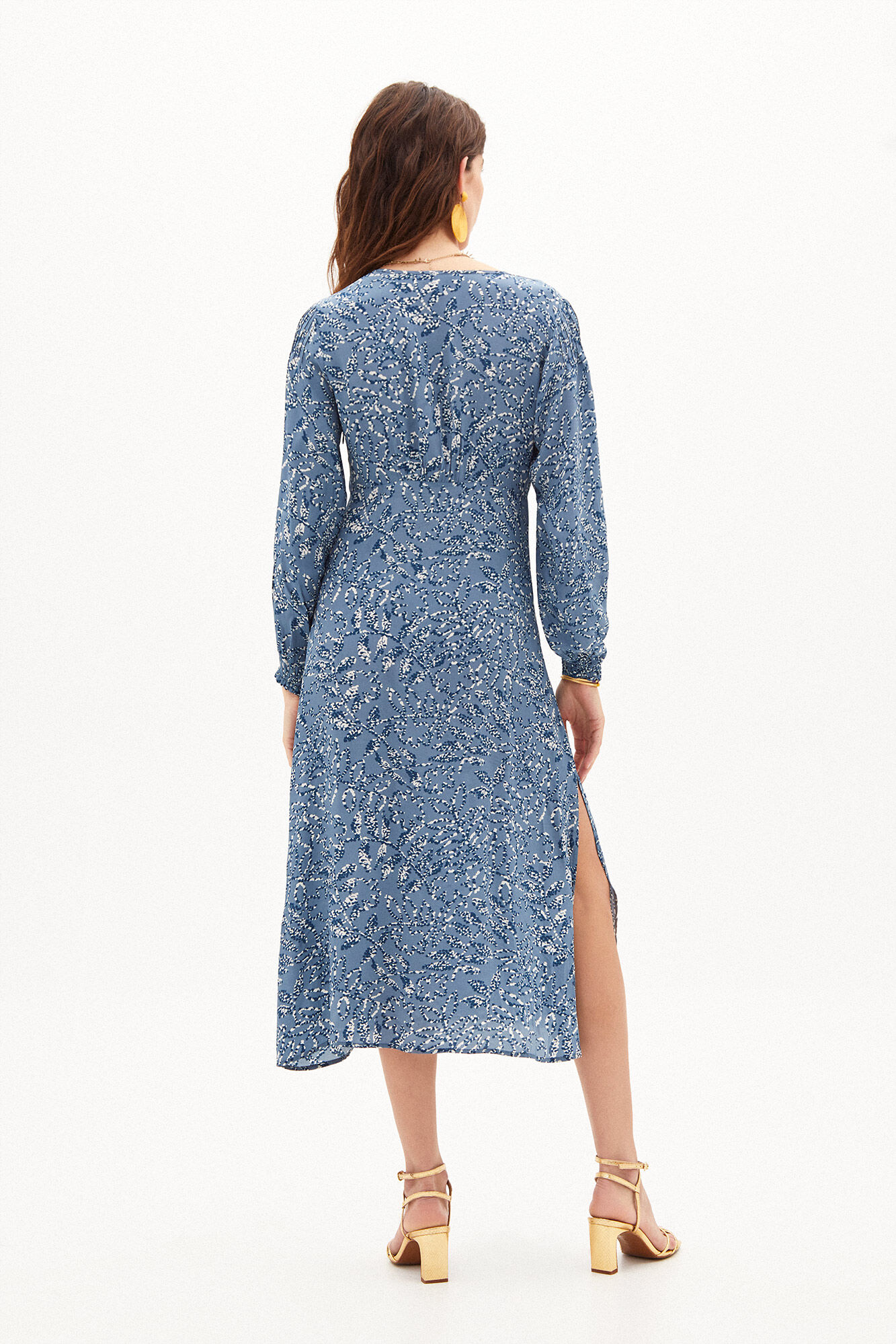 Vestido midi estampado Romina - Bordô