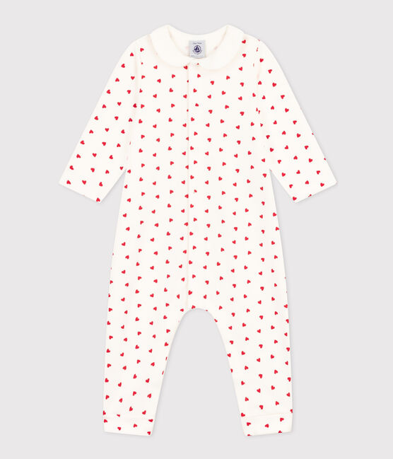 Combinaison longue en molleton imprimé petits cœurs bébé
