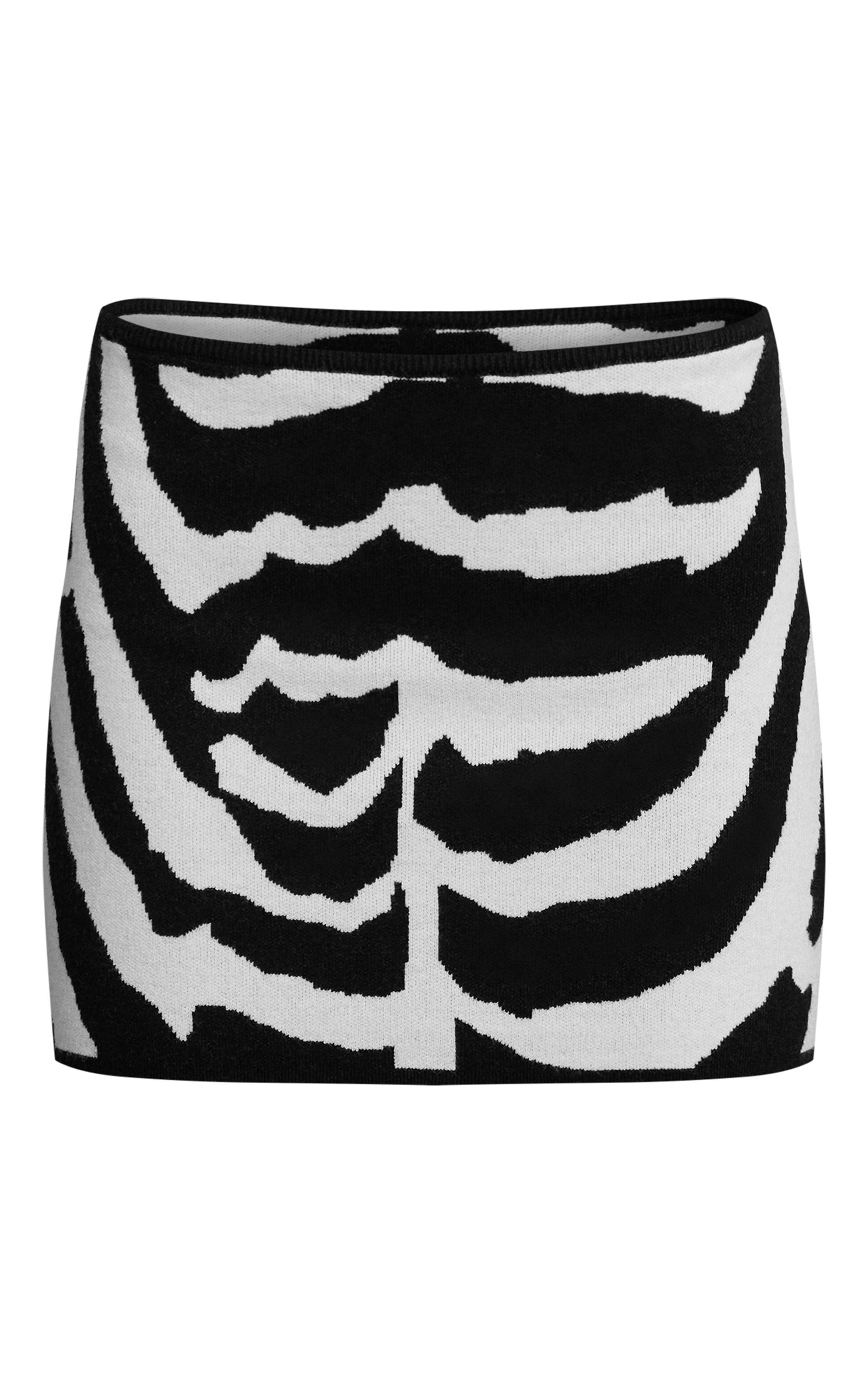 Monochrome Mini-jupe Tricotée Imprimé Zébré