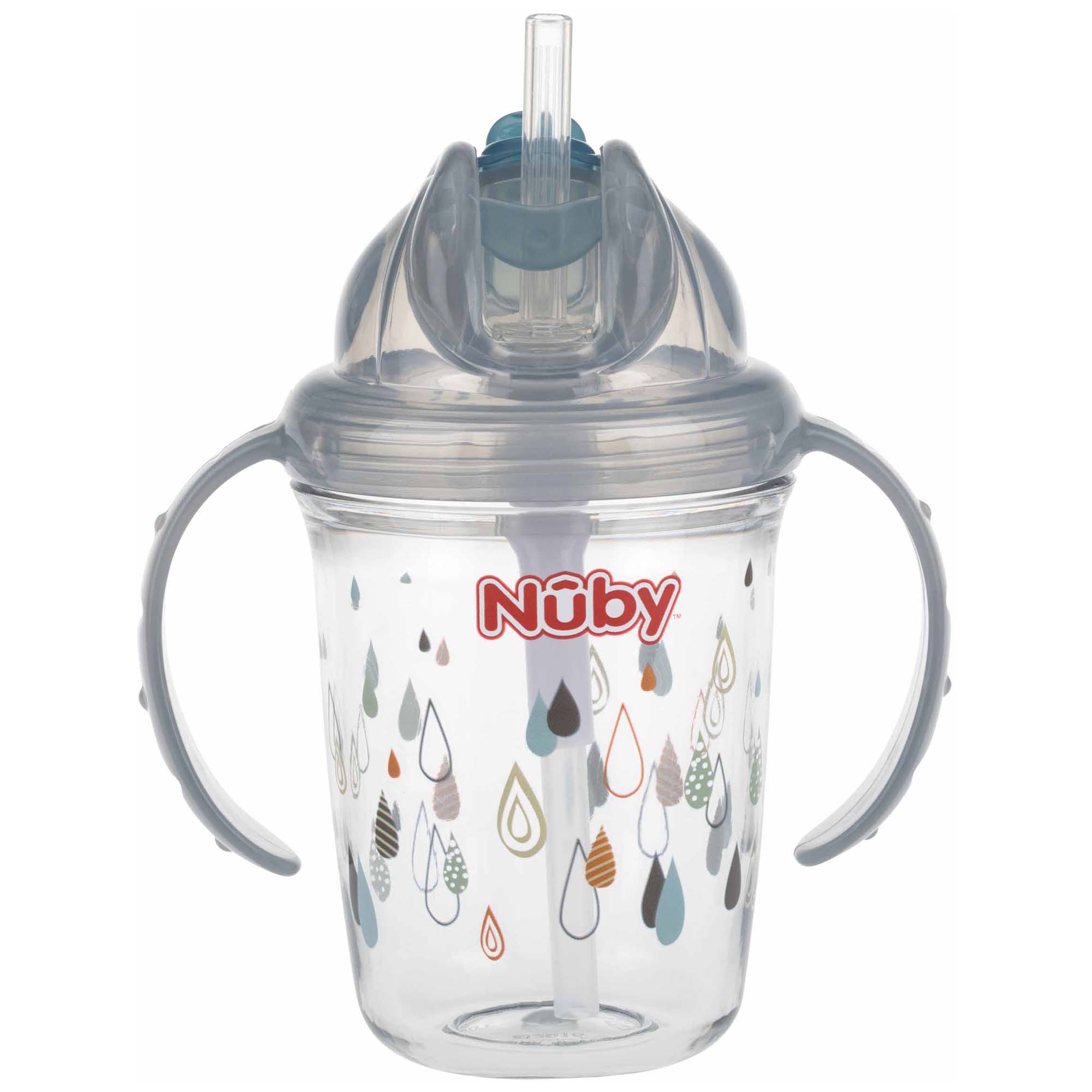 Nûby Flip-it antilekbeker met handvatten 240ml grijs
