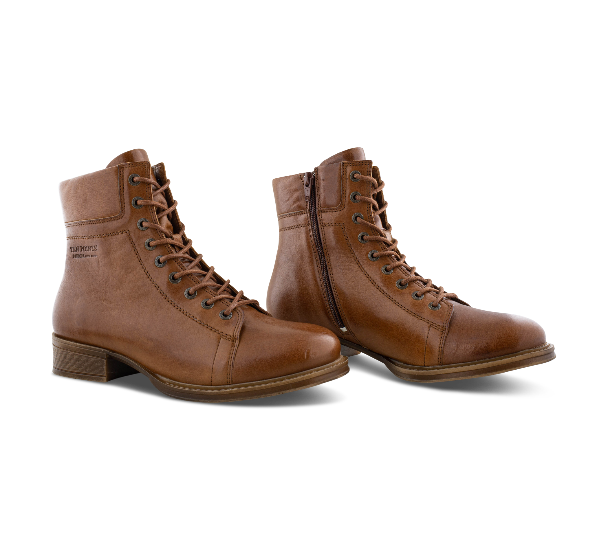 Ten Points Pandora - Schnürstiefel Leder braun