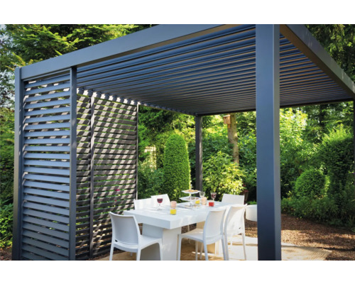 Pergola Mirador Deluxe 111 smart 3x4 met elektrische aandrijving inclusief sfeerverlichting, paaldikte 11 x 11 cm, 301,24 x 392,7 cm, antraciet