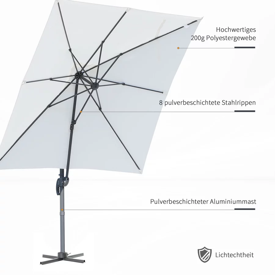 Outsunny Sonnenschirm mit 5-stufiger Neigung schwarz, beige